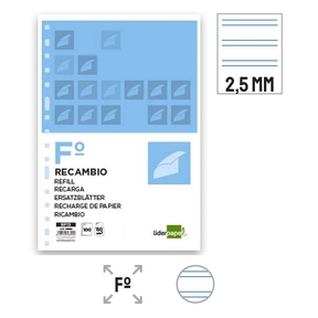 Ricarica carta Liderpapel 60 g Carta foderata 2,5 mm (16 fori)