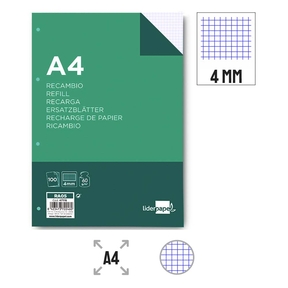 Ricarica carta Liderpapel 60 g Carta quadrettata da 4 mm (4 fori)