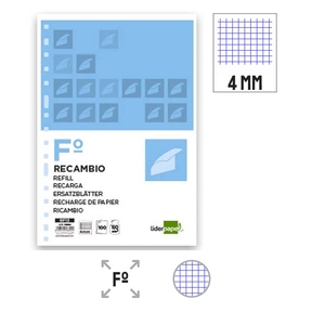 Ricarica carta Liderpapel 60 g, quadrata 4 mm (16 fori)