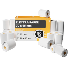 PixColor Carta per Registratori di Cassa e Altri Stampanti Scontrini 70x65 mm (Scatola 80 Pz.)