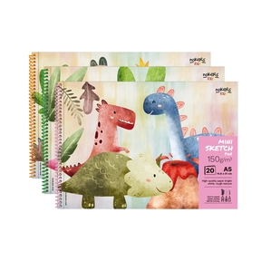 Blocco da disegno A5 150 g Nokers Kids Dino – Confezione da 3 pz.