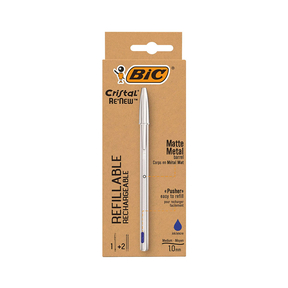 BIC Cristal Re'New (Blister + 2 Ricariche) (Blu)
