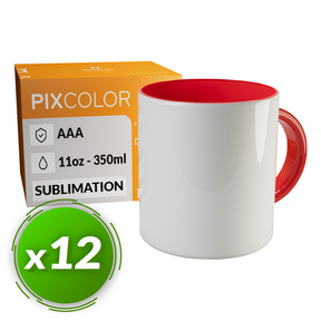 PixColor Tazza a Sublimazione Rossa - Qualità premium AAA (Confezione 12)