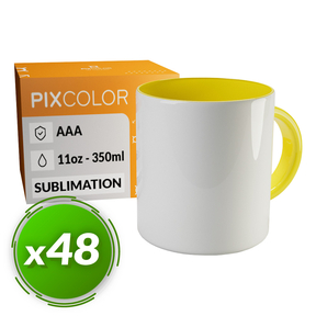 PixColor Tazza a Sublimazione Gialla - Qualità Premium AAA (Confezione 48)