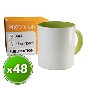 PixColor Tazza a Sublimazione Verde Chiaro - Qualità Premium AAA (Confezione 48)