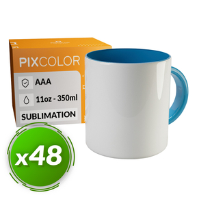 PixColor Tazza a Sublimazione Blu Chiaro - Qualità Premium AAA (Confezione 48)
