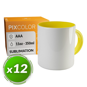 PixColor Tazza a Sublimazione Gialla - Qualità premium AAA (Confezione 12)