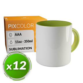 PixColor Tazza a Sublimazione Verde Chiaro - Qualità premium AAA (Confezione 12)