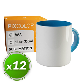 PixColor Tazza a Sublimazione Blu Chiaro - Qualità Premium AAA (Confezione 12)