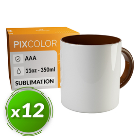 PixColor Tazza a Sublimazione Marrone - Qualità Premium AAA (Confezione 12)